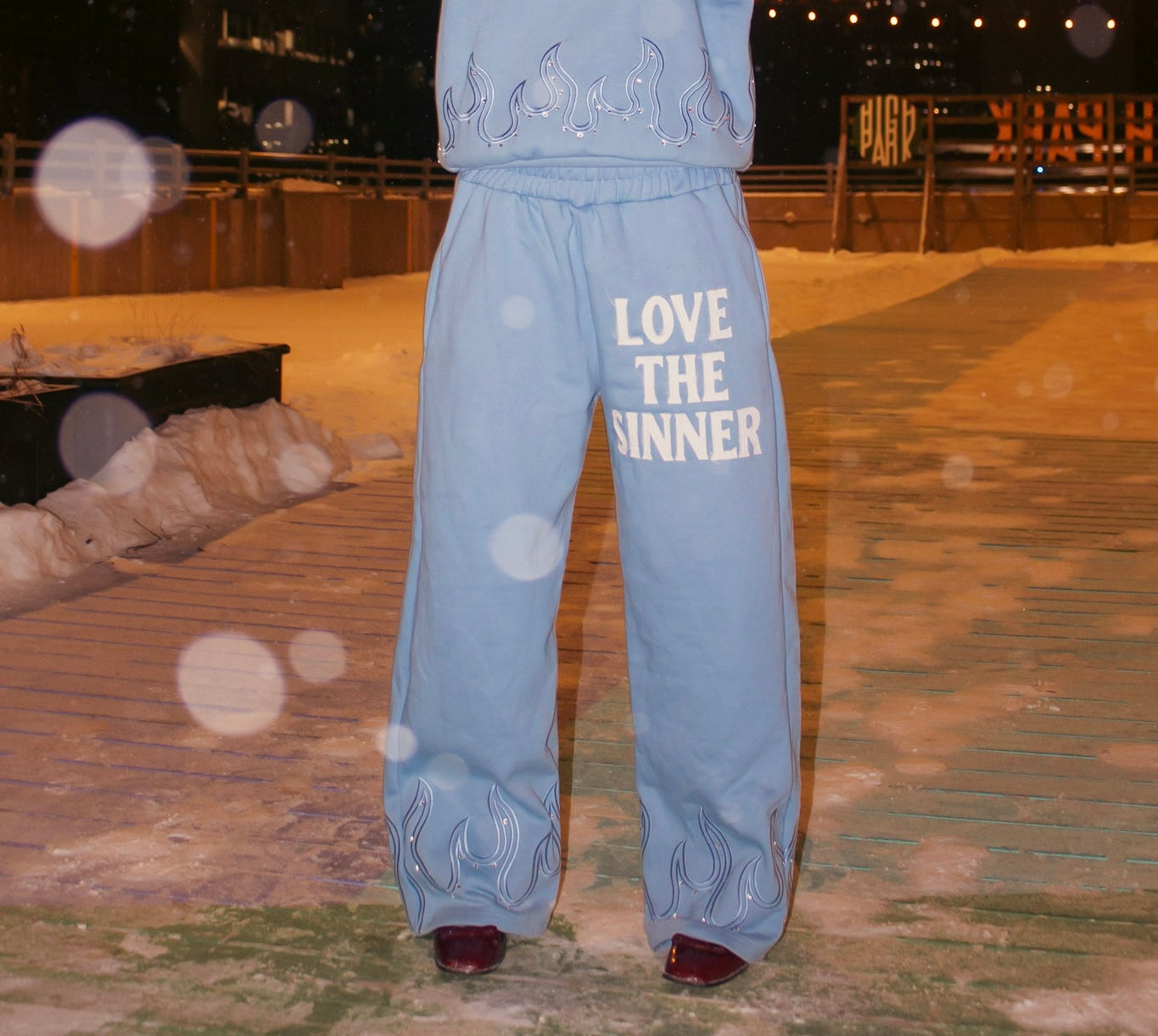 BABY BLUE “LOVE THE SINNER” SWEATPANTS!