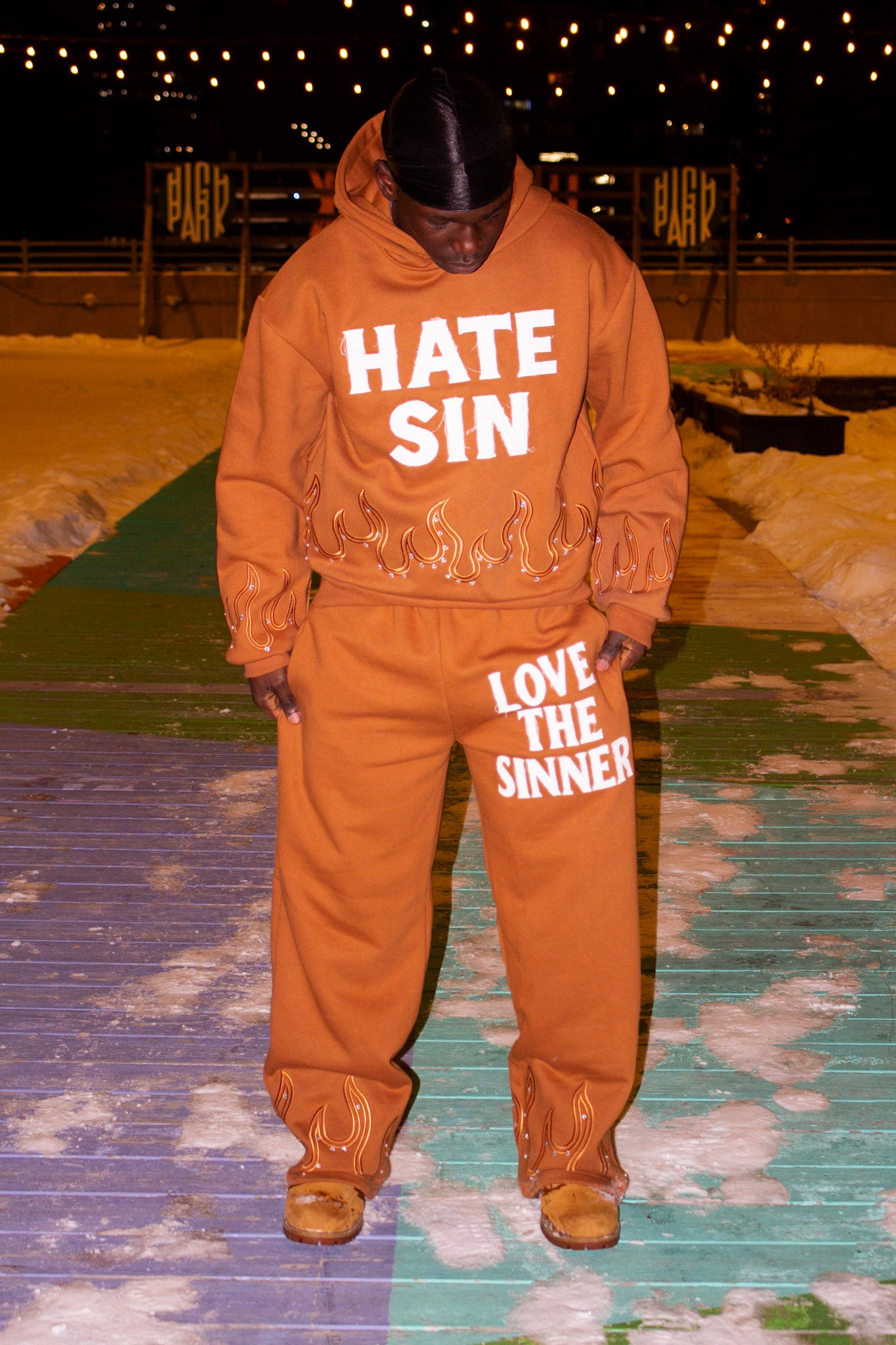BRONZE “LOVE THE SINNER” SWEATPANTS!
