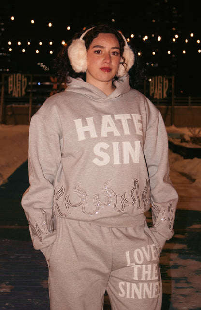 GREY HATE SIN HOODIE!