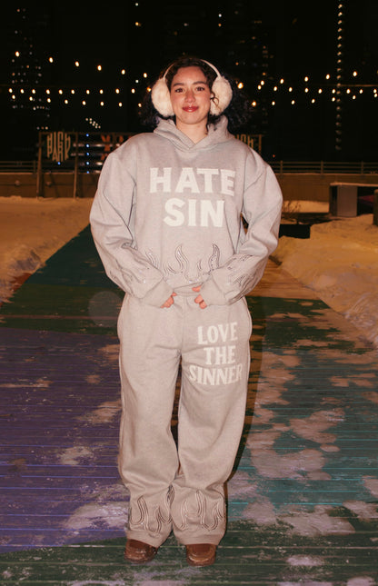 GREY HATE SIN HOODIE!