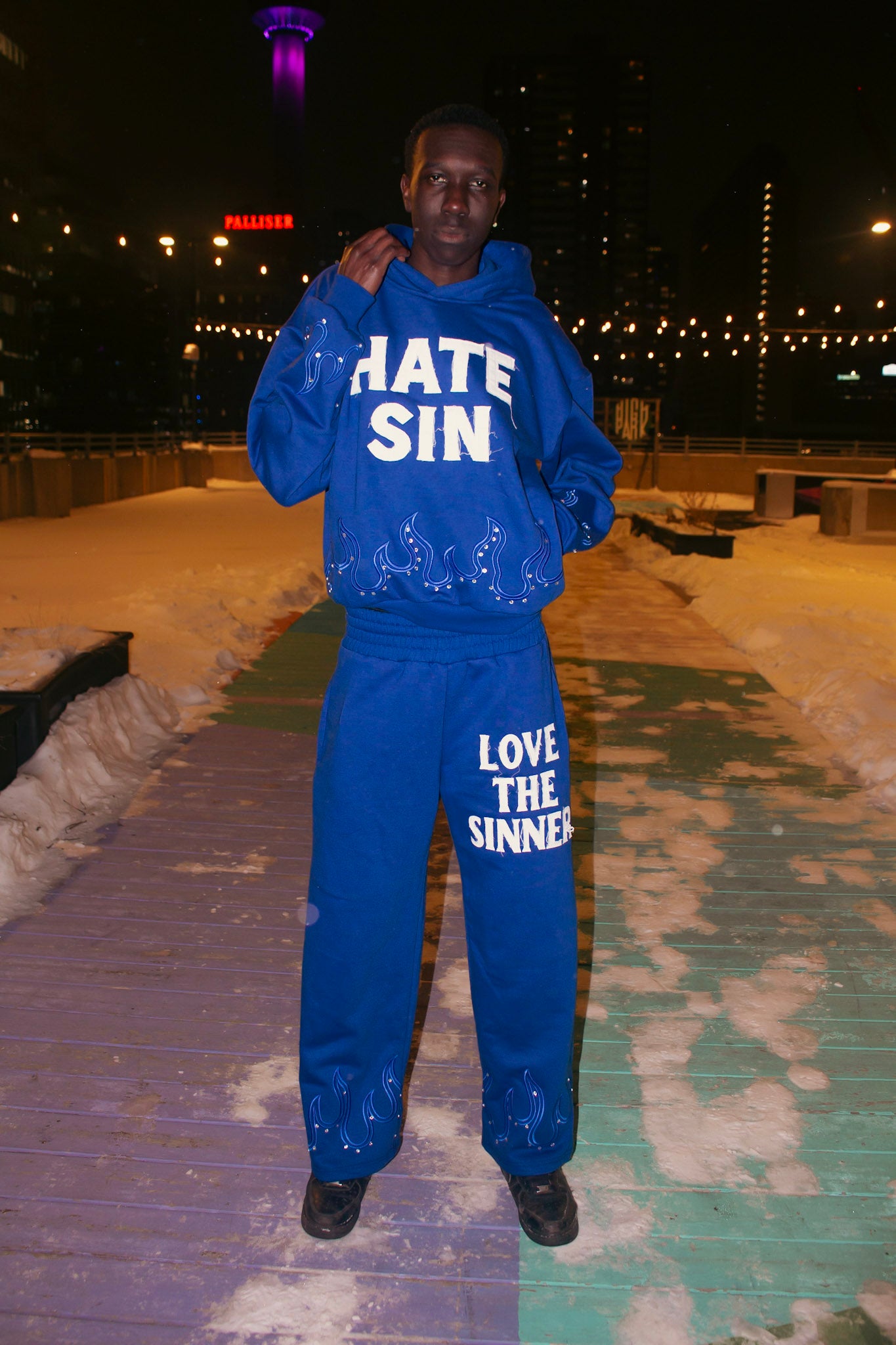 BLUE “LOVE THE SINNER”SWEATPANTS!