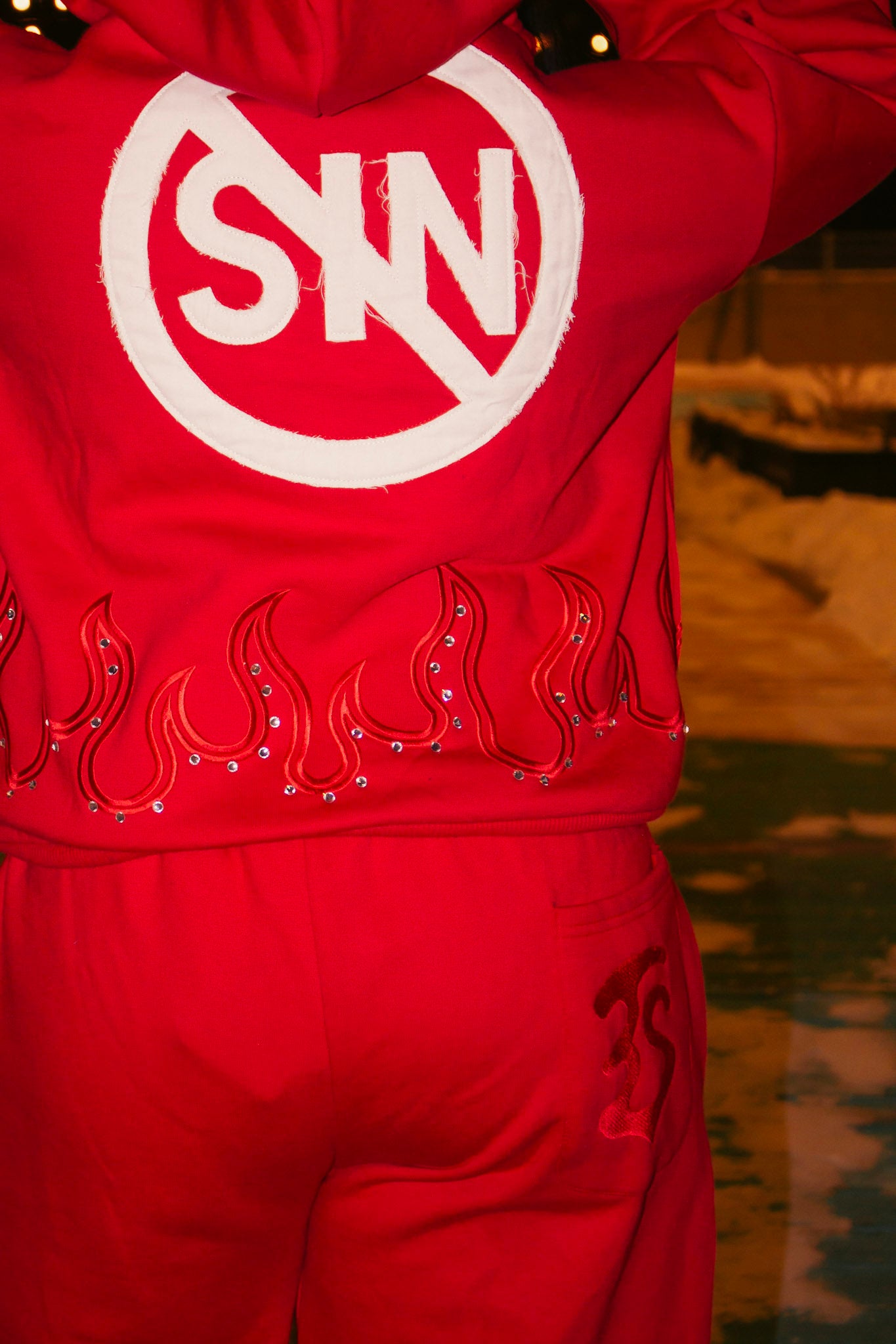 RED “LOVE THE SINNER” SWEATPANTS!