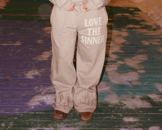 GREY “LOVE THE SINNER” SWEATPANTS!