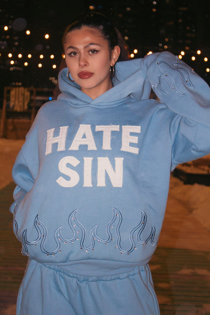 BABY BLUE HATE SIN HOODIE!